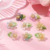 Flower Glass with Leaf Acrylic Charms HJEW-JM02572-02-2