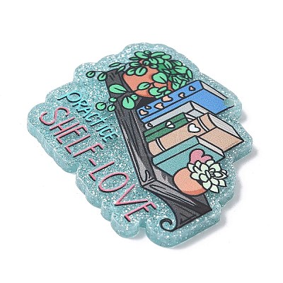 Reading Theme Printed Acrylic Pendants OACR-E042-02B-1