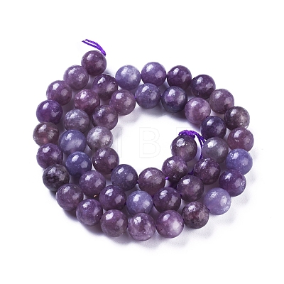 Natural Lepidolite/Purple Mica Stone Beads Strands G-D0020-15-6mm-1