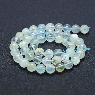 Natural Aquamarine Beads Strands G-P342-11-8mm-A+-1