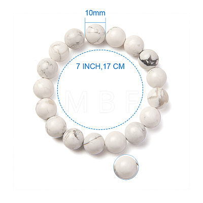 SUNNYCLUE Natural Howlite Round Beads Stretch Bracelets BJEW-PH0001-10mm-08-1