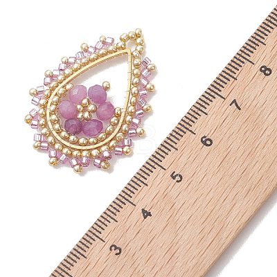 Glass Seed Bead & Dyed Natural Malaysia Jade Pendants PALLOY-MZ01280-03-1