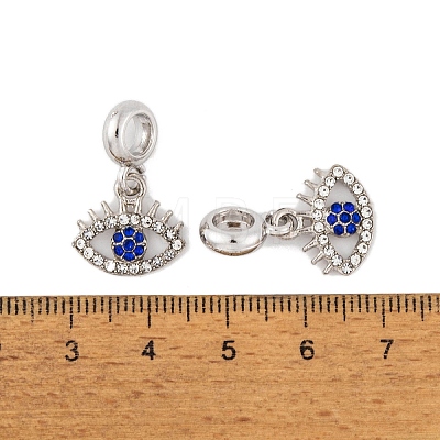 Rack Plating Alloy Crystal & Capri Blue Rhinestone European Dangle Charms FIND-C055-17P-1