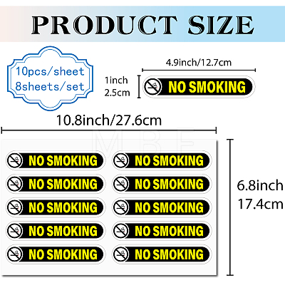 Mini PVC Coated Self Adhesive NO SMOKING Warning Stickers STIC-WH0017-004-1