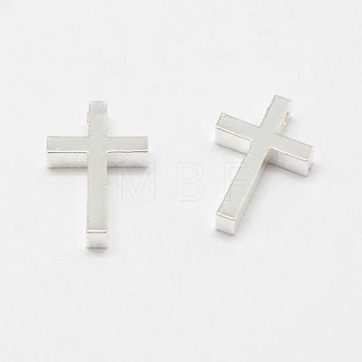 Brass Tiny Cross Charms KK-F718-08P-1