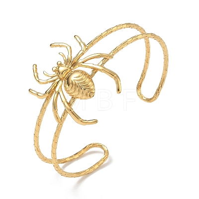 Halloween Spider 304 Stainless Steel Open Cuff Bangles SA-CBA0444-01G-1