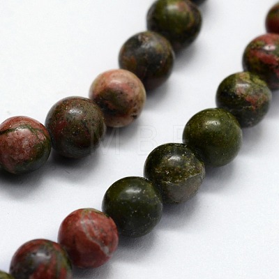 Natural Unakite Beads Strands G-I199-08-4mm-1