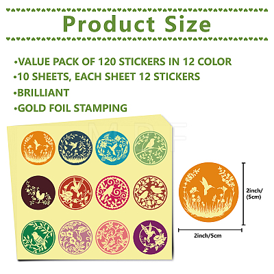 Paper Self Adhesive Gold Foil Embossed Stickers DIY-WH0434-006-1