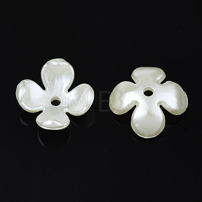 4-Petal ABS Plastic Imitation Pearl Bead Caps X-OACR-S020-31-1