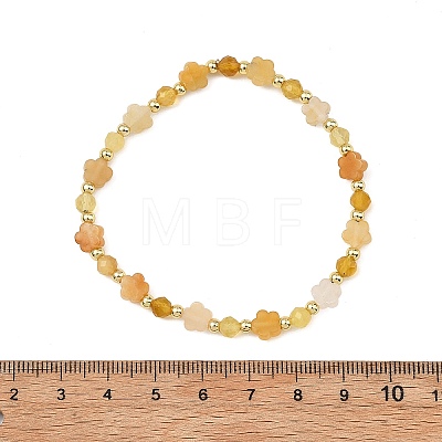 Natural Pink Opal/Natural Green Opal/Natural Green Strawberry Quartz/Natural Yellow Opal/Natural Rose Quartz/Natural Yellow Aventurine & Brass Beads Stretch Bracelets for Women BJEW-JB13866-1