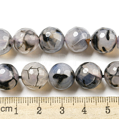 Faceted Natural Dragon Veins Agate Beads Strands G-F447-12mm-L01-1