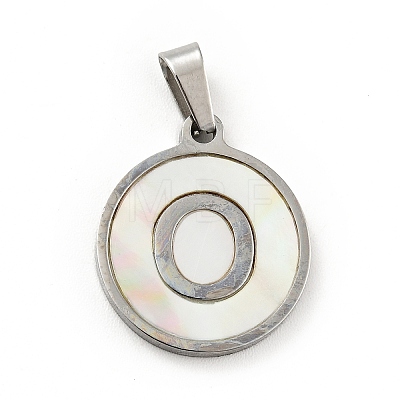 304 Stainless Steel with White Shell Pendants STAS-G268-01O-P-1