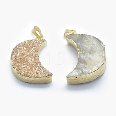 Natural Quartz Pendants G-P383-08G-03-1