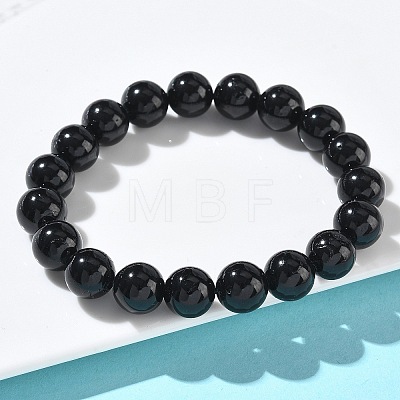 Natural Tourmaline Round Beads Stretch Bracelets for Women BJEW-Z158-03E-02-1