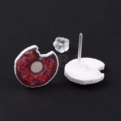 Colorful Acrylic Imitation Food Stud Earrings with Platic Pins for Women EJEW-F293-02C-1