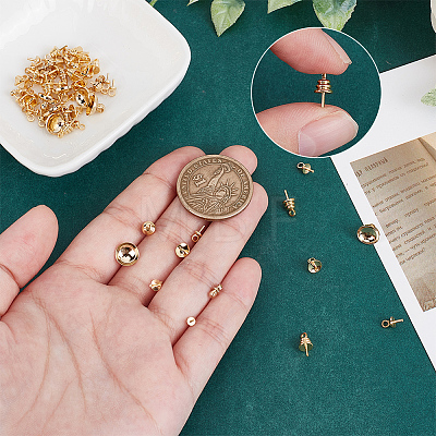 60pcs 6 styles Brass Cup Pearl Peg Bails Pin Pendants FIND-AR0005-35-1