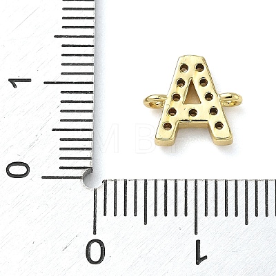 Brass Micro Pave Clear Cubic Zirconia Letter Links Connector Charms KK-I382-07G-A-1