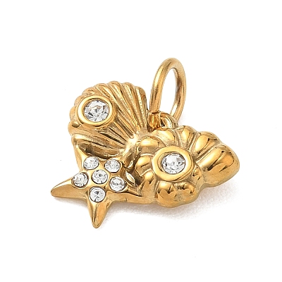 304 Stainless Steel & Crystal Rhinestone Pendants STAS-G391-02G-01-1