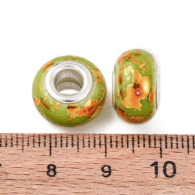 Opaque Resin Rondelle European Beads RESI-Z046-01E-1