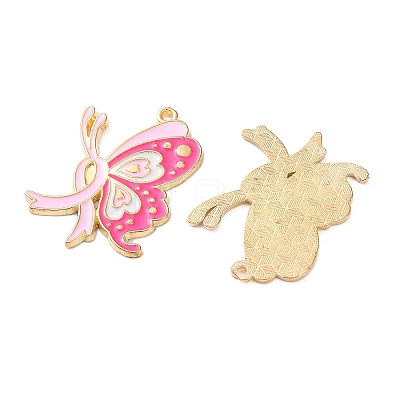 Breast Cancer Awareness Ribbon Zinc Alloy Enamel Pendants ENAM-I079-02G-05-1