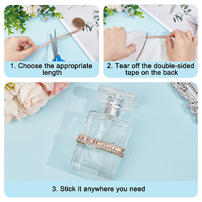 4 Rolls 4 Styes Glass Self Adhesive Hotfix Rhinestone Ribbon Trimming DIY-DR0001-95B-1