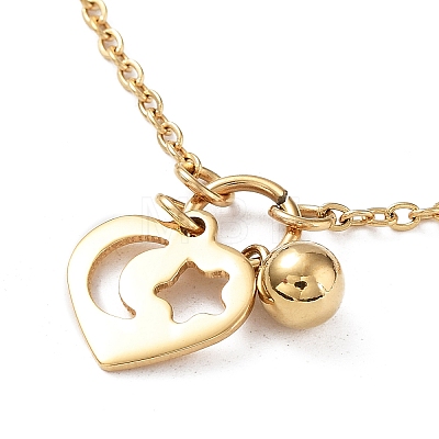 Heart with Star/Moon Pendant Necklaces NJEW-Q335-06A-G-1