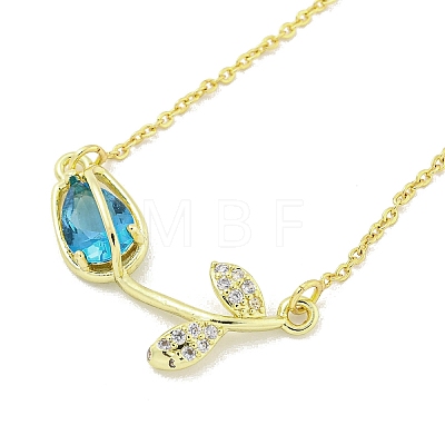 Brass Micro Pave Clear Cubic Zirconia Pendant Necklaces NJEW-Z032-01D-1