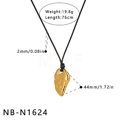 304 Stainless Steel Geometric Pendant Black Cord Necklaces FS-WG6204F-08-1