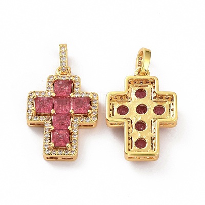 Brass Micro Pave Clear Cubic Zirconia Pendants ZIRC-F135-24G-B-1