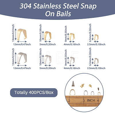 Yilisi 304 Stainless Steel Snap on Bails DIY-YS0001-11-1