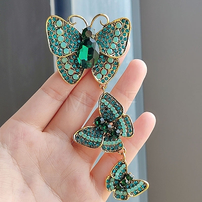 Rhinestone Triple Butterfly Brooch Pins PW-WG311BA-04-1