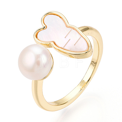 Natural Pearl Open Cuff  Ring with Msilver-Lipped Pearl Oyster PEAR-N022-C09-1