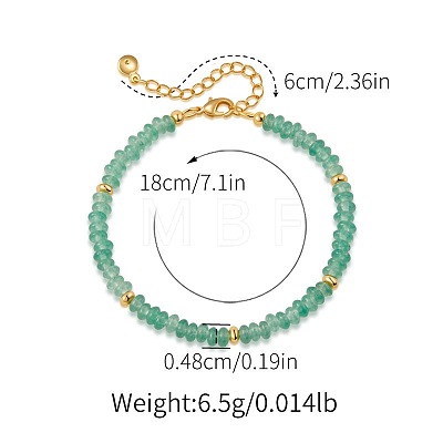 Handmade Natural Green Aventurine Rondelle Beaded Bracelets with 304 Stainless Steel End Chains XL9343-1-1