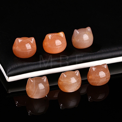 Natural Peach Moonstone Cat Head Beads PW-WGFCF6D-01-1