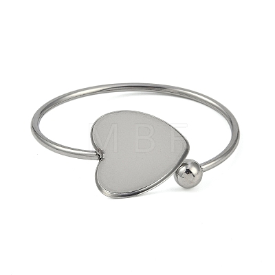 304 Stainless Steel Blank Bangle Bases with Heart Tray STAS-Z088-01P-01-1