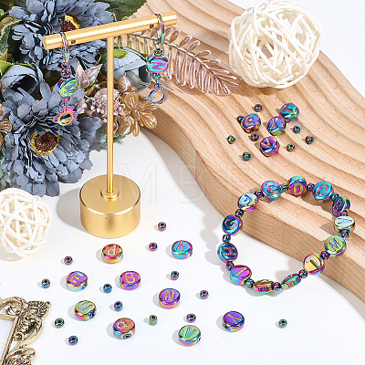 104Pcs Flat Round with Letter Electroplated Glass Beads GLAA-PA0001-81-1