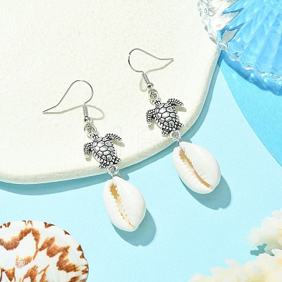 Alloy Turtle Dangle Earrings EJEW-JE05650-1