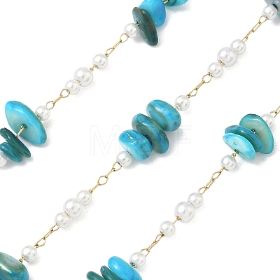 Handmade Natural Shell & ABS Imitation Beaded Chains CHS-F025-13G-01-1