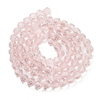 Misty Rose Color Faceted(32 Facets) Round Glass Beads Strands X-EGLA-J042-6mm-19-1