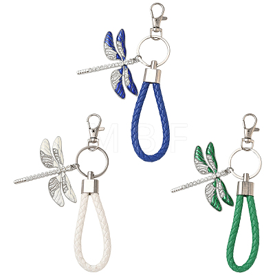 Alloy Enamel & Crystal Rhinestone & PU Leather Strap Keychain KEYC-YW00306-01-1