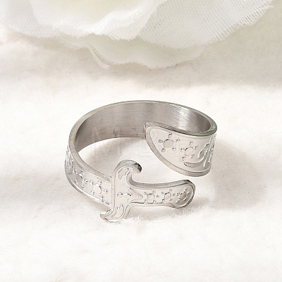 201 Stainless Steel Cuff Open Rings RJEW-Z141-01P-1