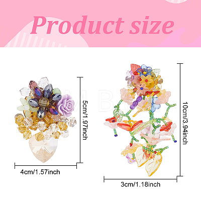 ANATTASOUL 2 Pairs 2 Style Resin Flower Stud Earrings with Glass Beaded EJEW-AN0002-07-1