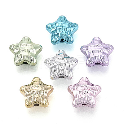 Textured Plating Opaque Acrylic Beads PACR-T018-10M-1