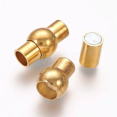 Rack Plating Brass Magnetic Clasps with Glue-in Ends KK-G230-5mm-G-NF-1