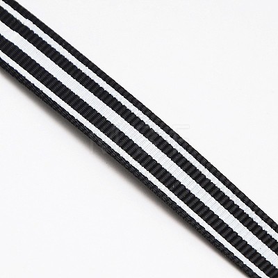 Stripe Pattern Printed Grosgrain Ribbons for Gift Packing SRIB-L009-9mm-01-1
