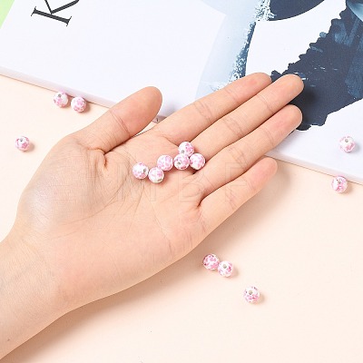 Handmade Printed Porcelain Beads PORC-Q201-8mm-3-1