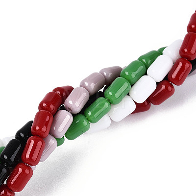 Opaque Solid Color Glass Beads Strands GLAA-N058-4x6mm-B01-1