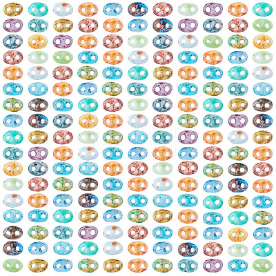 300Pcs Picasso Glass Seed Beads EGLA-TA0013-75-1