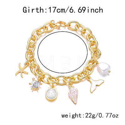Beach Style Alloy Enamel & Plastic Pearl Charm Bracelets WG5E974-05-1