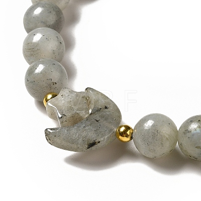 Natural & Synthetic Mixed Gemstone Moon and Star Beaded Stretch Bracelet for Women G-G997-C-1